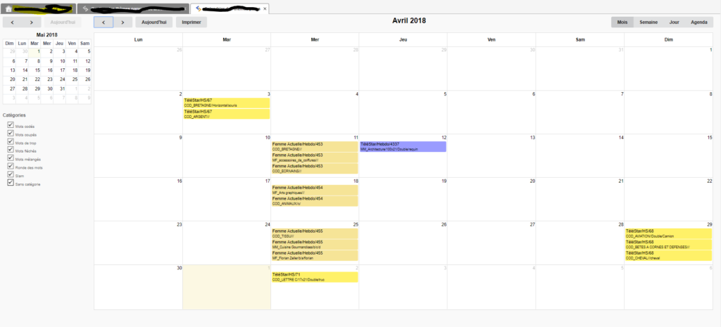 Calendrier en mode HTML synchronisé avec google